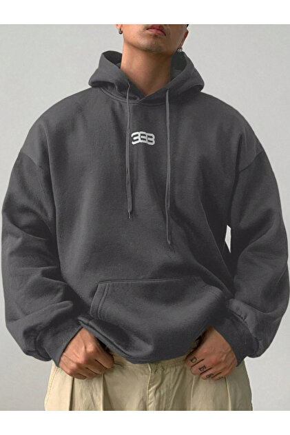 Unisex Erkek/Kadın 333 Renkli Özel Baskılı Pamuklu Oversize Kapüşonlu Sweatshirt