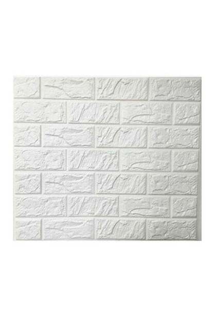 ديكور حائط بنمط طوب ثلاثي الأبعاد أبيض 60×60 سم