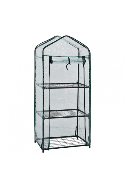 Mini seră solară pentru răsaduri și grădină, metal/PVC, 3 rafturi, protecție UV, 59,8x39x126 cm