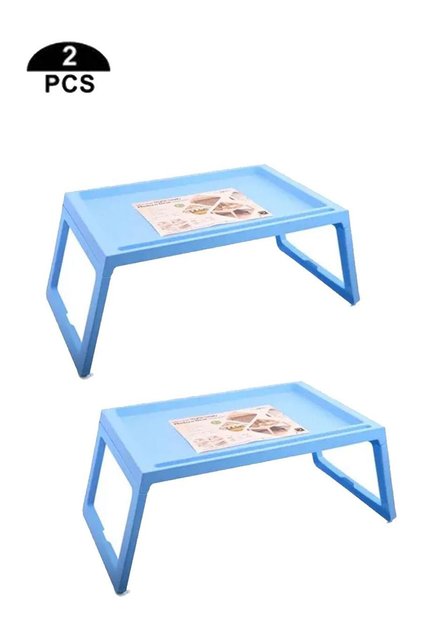 Blue folding bed table set 2 pieces