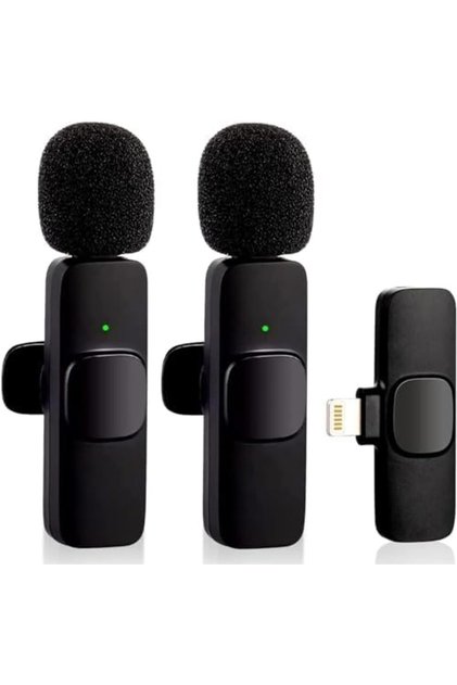 NEW Wireless Microphone for iPhone iPad- Plug-Play Wireless Mic with 2 Microphone for Phone Video Re