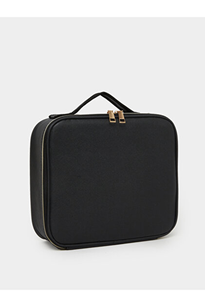 Women Black Zip Around Wash Bag