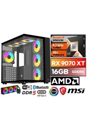 MSI 16 GB RX 9070 XT RYZEN 9 9950X3D 256GB RAM 2TB SSD DDR5 RGB