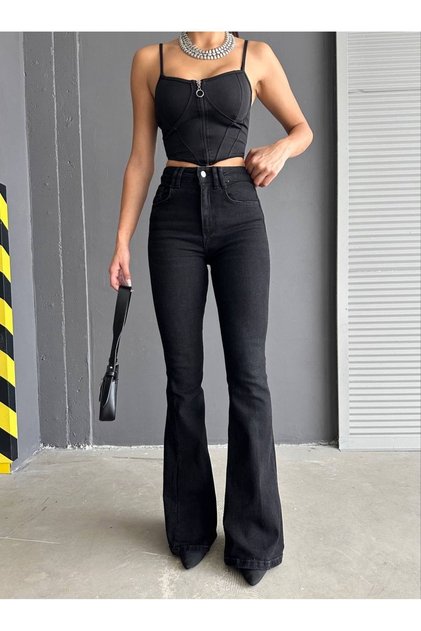 Colorfast Fabric Flare Jeans Άχρωμο Flare Leg Τζιν παντελόνι