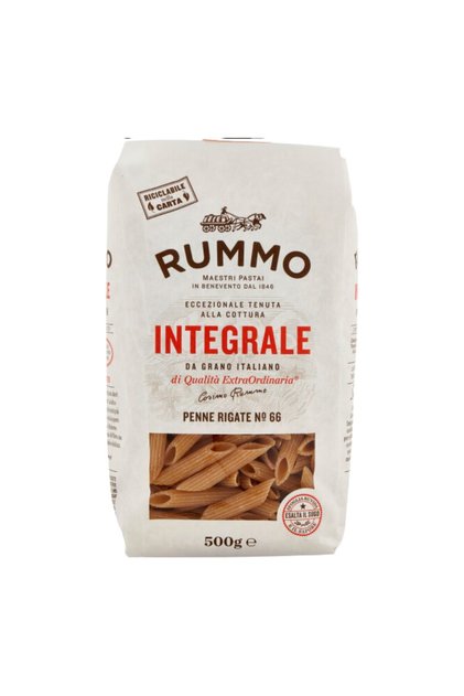 Paste Penne Rigate din grâu integral Rummo nr. 66, 500g