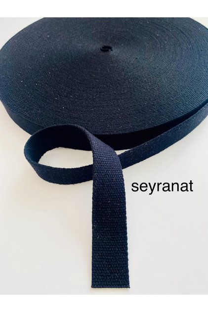 Narrow Woven Ribbon Column 100% Cotton Black Color 3 cm 3 Meters Bag Handle Strap