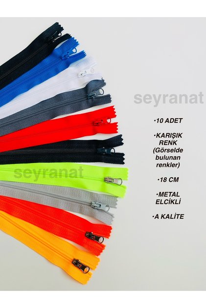 10 Pieces Mixed Color Quality Metal Clip 18 cm Trouser Bag Wallet Pocket Zipper