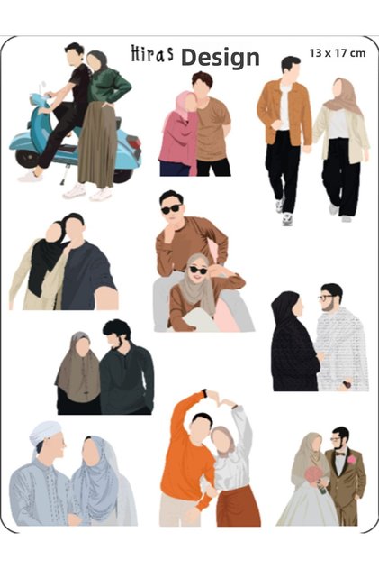 Girls with Hijab Conservative Couples Muslim Hijab Islamic Sticker Label Planner Agenda Scrapbook