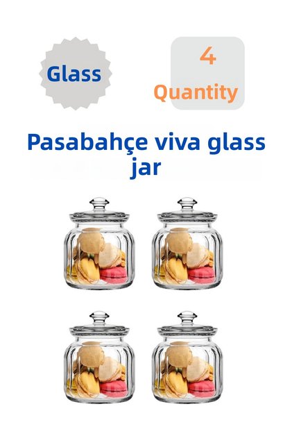 4 Pieces Viva Glass Jar Food Storage Container 4x900 Cc