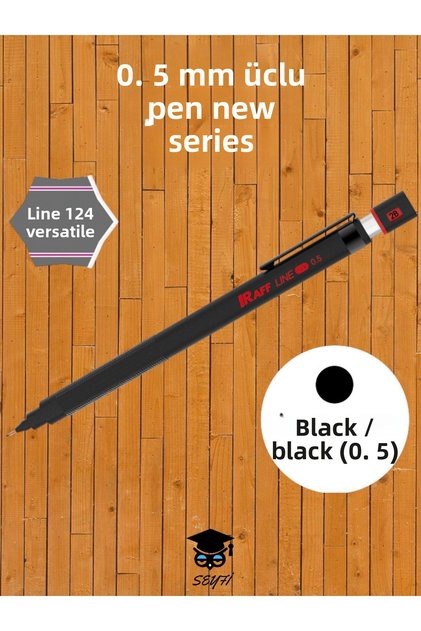 Raff Line 124 0.5 mm Mechanical Pencil, New Series, Versatile Pencil, 0.5 mm, Black Color.