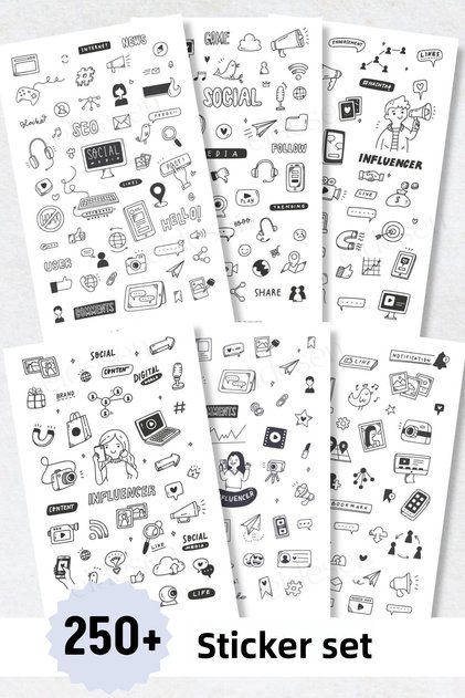 6-Piece Sticker Set / Bullet Journal / Scrapbook / Agenda Sticker Set / Sticker Book