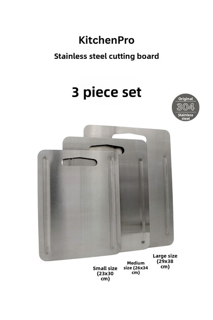 Kitchenpro Classic Stainless Steel Cutting Board 3-Piece Set (Large Size / Medium Size / Small Size)