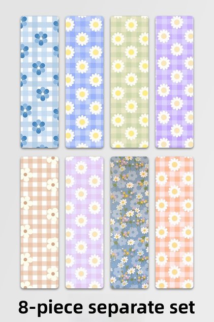 Colorful Flowers Patterned Aesthetic Bookmark Set Set of 8 Bookmarks 14,50X5Cm Size