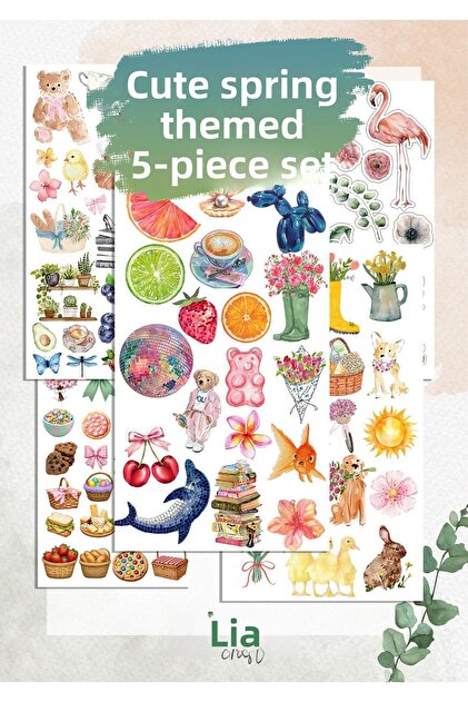 5'Li Cute Spring Sticker Set Suitable for Planner Agenda Bullet Journal