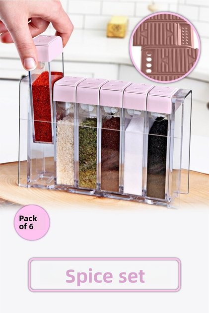 6-Piece Spice Rack with Stand and Lids No Coller