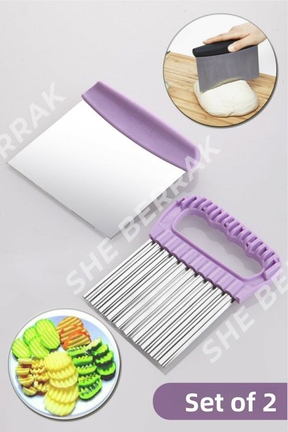 Set of 2 Steel Dough Cutter and Shaped Vegetable Slicer