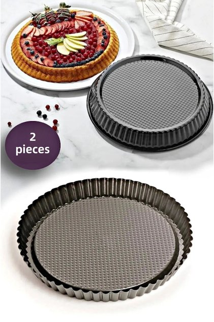 2 Pieces Cast Granite Torte Model Cake Pie Mold Sliced Pie Cake Mold Black 28cm