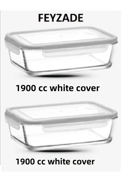 Feyzade Fresco White Lid Locked Storage Container Set 2Pcs 1900Cc (Frs-259)