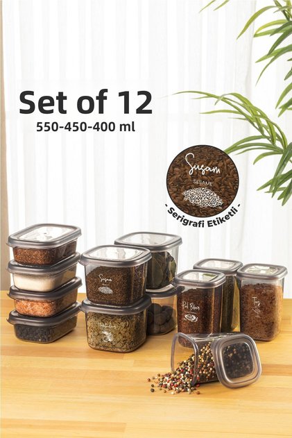 12-Piece Super Set Spice Storage Container Set Advantageous Package 4x(0.40, 0.45, 0.55) with Label