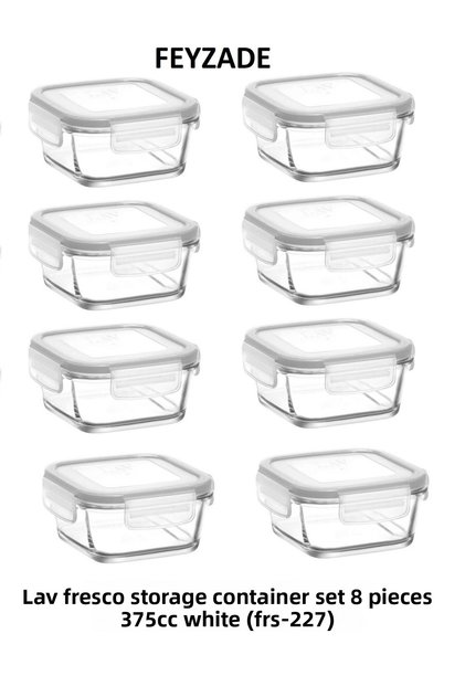 Feyzade Fresco Breakfast Storage Container Set 8 Pieces 375Cc Square (Frs-227)