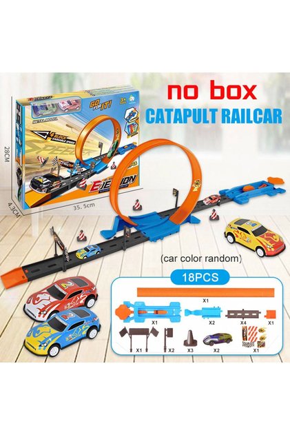A1 18pcs Stunt Speed Double Car Wheels Model Toys For Kids Racing Track Diy Assembled Rail Kits Educ