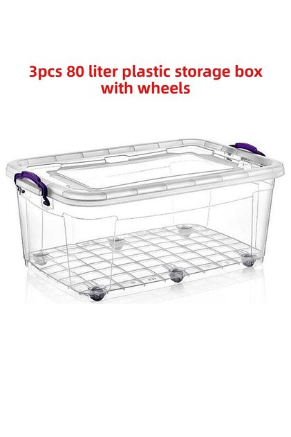 3 Pieces 80 Liter Multi Box Storage Box with Wheels - E-515-3