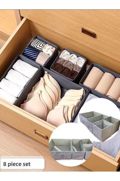 Coco Polka Dot 8 Piece Drawer Box Set Wardrobe Clothing Laundry Organizer