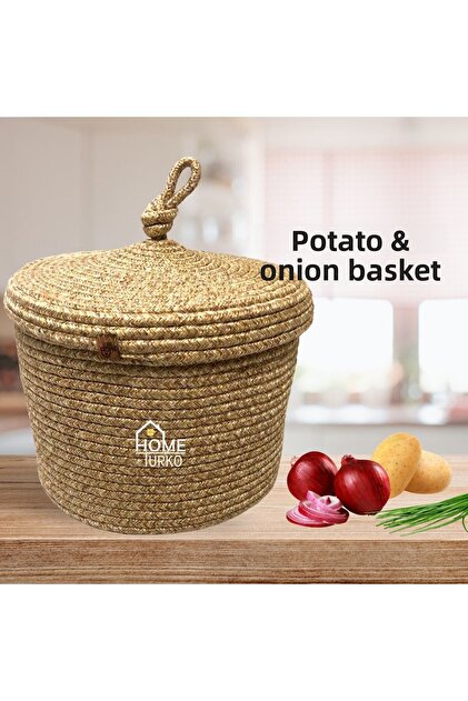 Jute, Wicker, Kitchen Basket, Potato Onion Basket, Kitchen Basket, Fruit Basket, Onion Basket Organizer