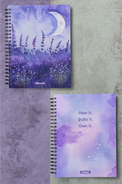 A5 Spiral Cardboard Cover Set of 2 80 Gram 60 Sheets Checkered School Notebook, Notebook
