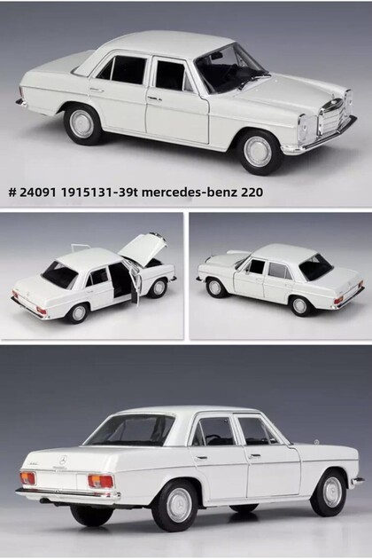 Benz 220 1-24 Die Cast Metal Model Car Original Licensed White