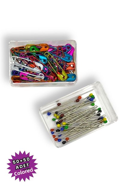 Safety and Ball Needles Mixed Color 100 Pieces (50+50) - Scarf and Shawl Needles
