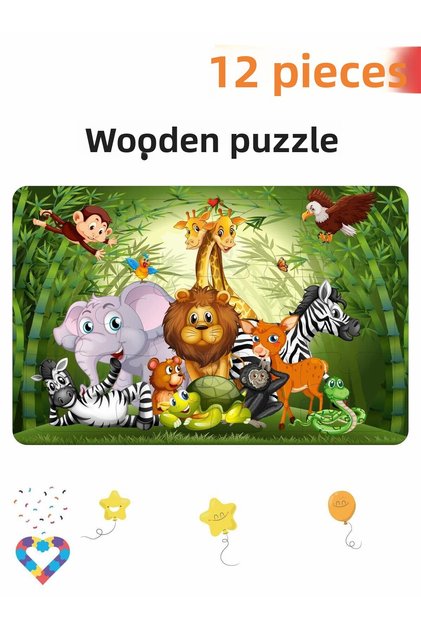 Wooden Kids Puzzle, 12 Pieces