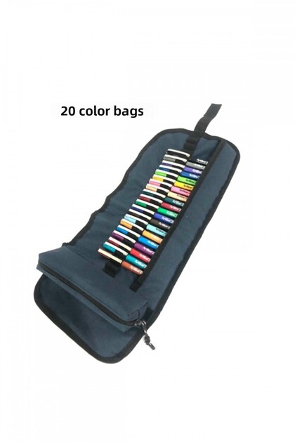 200 0.4mm Fineliner Pen Set of 20 + Roller Pen Holder (Black/Dark Blue)