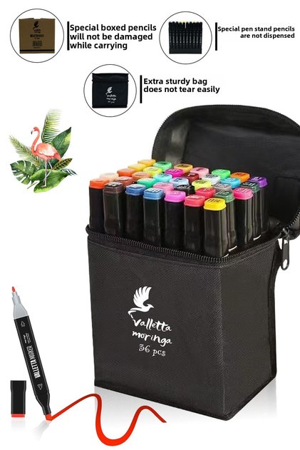 Moringa Double Sided Art Marker Felt Tip Pen Set with Bag