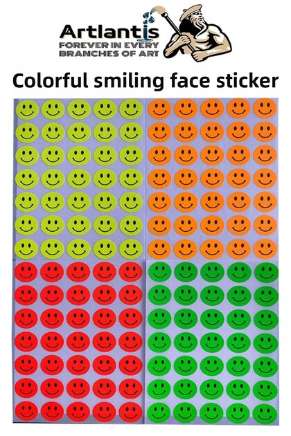 Autocolant Smiley Face 1 pachet de 140 bucăți 19 mm Evidențiator Portocaliu Galben Roz Verde Autocolant Smiley Face O