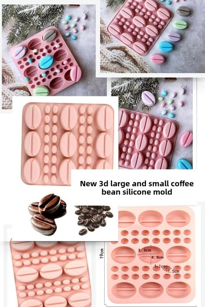 New Big and Small Coffee Bean Silicone Ice Chocolate Candy Jelly Mold - 3D Silicone Mold