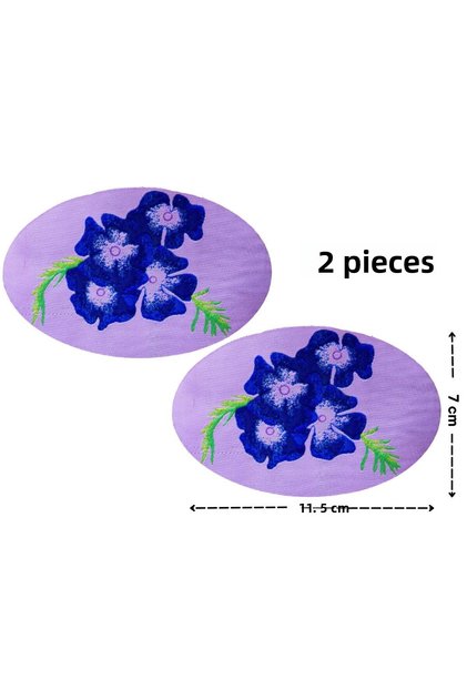 Iron-On Adhesive Blue Flowers (Forgetmabeni Flower) Woven Crest/Patch