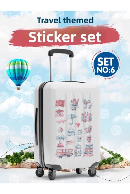Travel Themed Suitcase Sticker Label Decal S6 (Laptop Tablet Water Bottle Phone Suitcase Notebook Book)-T97