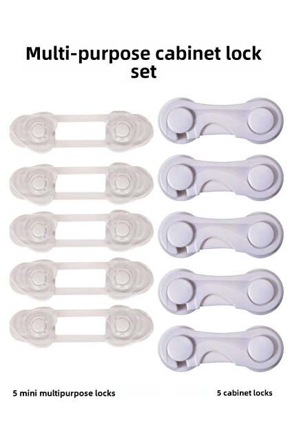 (10 Pcs) Multi-Purpose Cabinet Lock Set Baby and Child Safety Lock