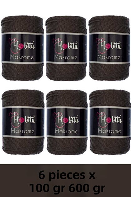 Hobitu Polyester Macrame Thread 2mm - 100Gr/140Meter - 600Gr (6 Pcs X 100Gr) 210 Bitter