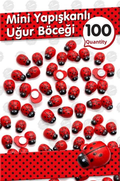 Small Red Adhesive Ladybug Wooden Beads Ornament 1cm 100 Pieces -T1058