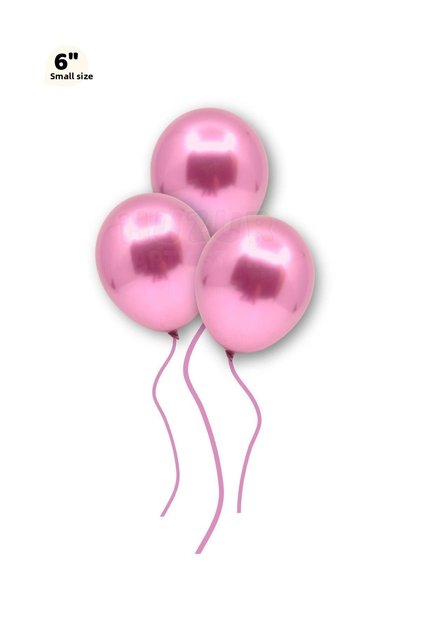Small Mini Size Pink Color Chrome Balloon 10Pcs 6 Inch 15 Cm Birthday Shiny Gender Party Balloon