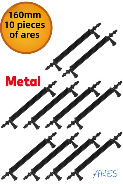 10 Pieces Ares Furniture Kitchen Cabinet Drawer Cabinet Cover Metal Black Handle Handle Handles 160 Mm.