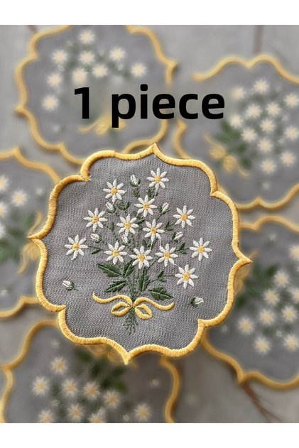 Daisy Model Embroidered Cocktail Coffee Presentation Napkin 1 Piece