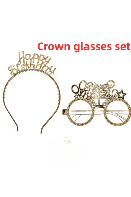 مجموعة نظارات HAPPY BIRTHDAY GOLD CROWN، تاج عيد الميلاد، نظارات