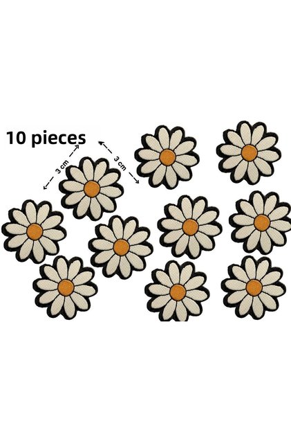 Iron-On Daisy Set Woven Crest/Patch
