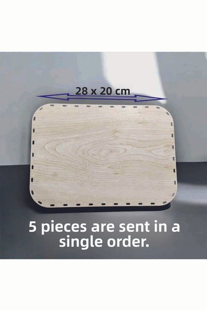 Wooden Cream 28X20 cm 5 Pieces Bamboo Tray Mesh Plate Supla Perforated Coaster Crochet Base Craft Basket Base