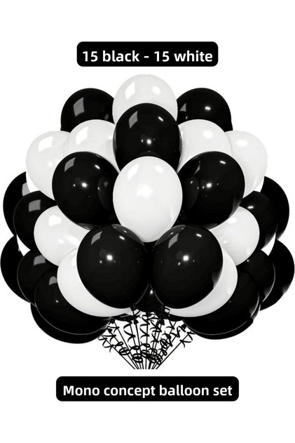 Pastel Black and White 30 Balloon Set Birthday Party Decoration