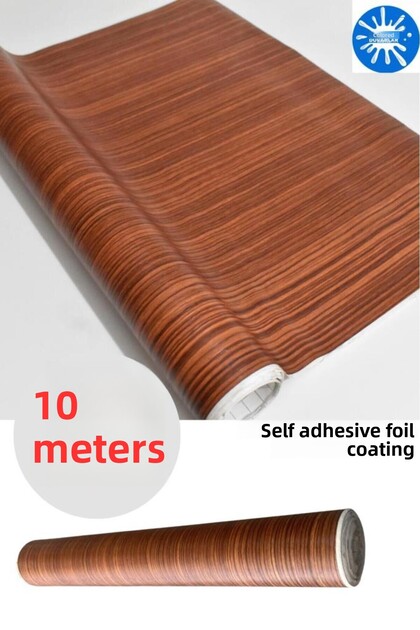 45cm X 10 Meter 1 Roll Foil Adhesive Chestnut Wood Look Kitchen Wall Covering Foil Paper