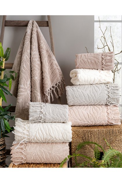 Buldan Üretim Dowry Luxury Jacquard Merlin 4 قطع منشفة يد/وجه I 50x90